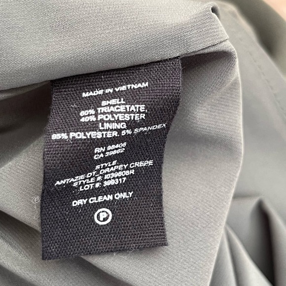 Theory Antazie Tie Front Shift Mini Dress Drapey Crepe in Military Green, Size 8 - Picture 8 of 9